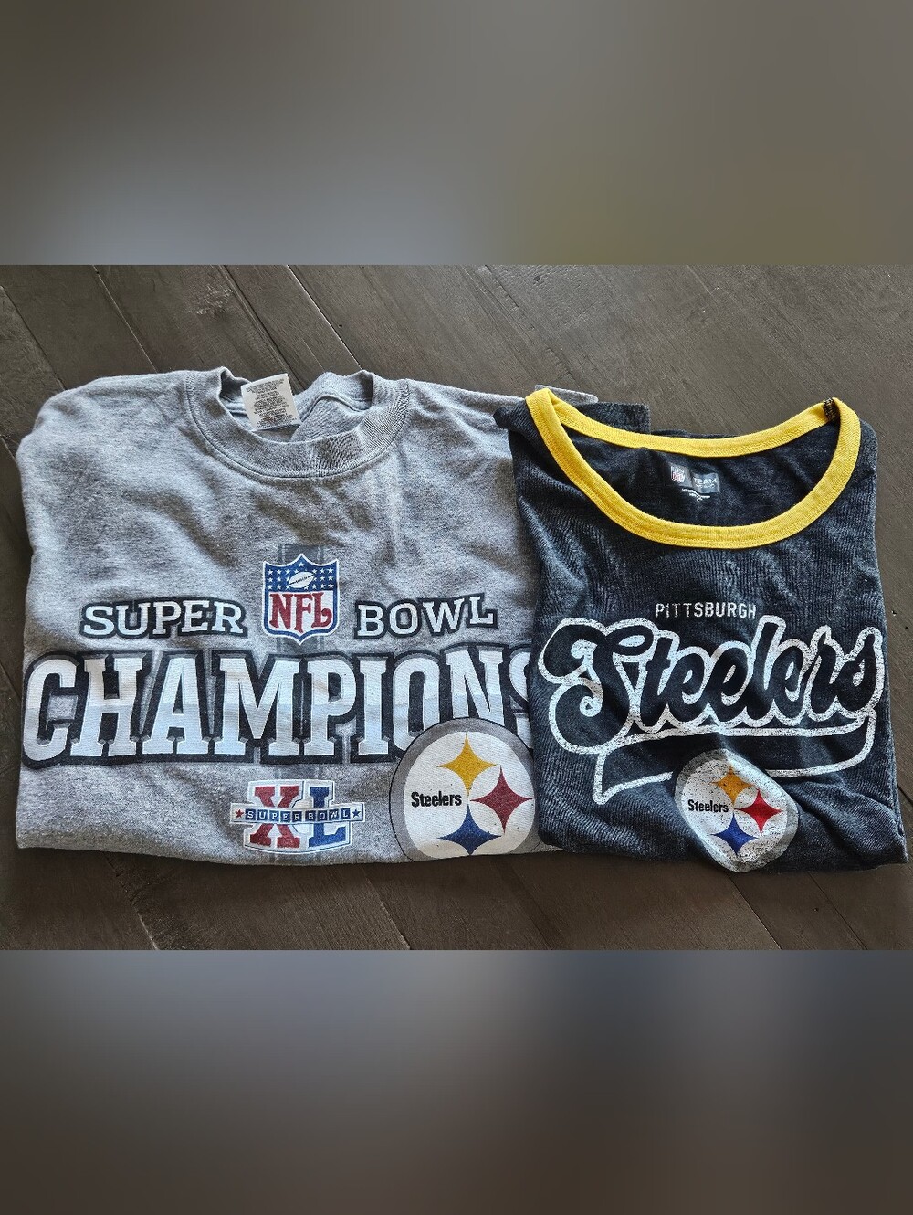 Pittsburgh Steelers Womens T-Shirts Gray Long Sleeve Black Short Sleeve M Lot 2